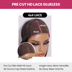 QVR Glueless Pre-cut 4x4 HD Lace Closure Human Hair Wigs Straight Wear & Go Wigs