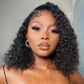 QVR Side Part Brazilian Human Hair Jerry Curly L Part Lace Front Bob Wig