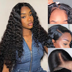 QVR Glueless Pre-cut 4x4 HD Lace Closure Human Hair Wigs Water Wave Wear & Go Wigs