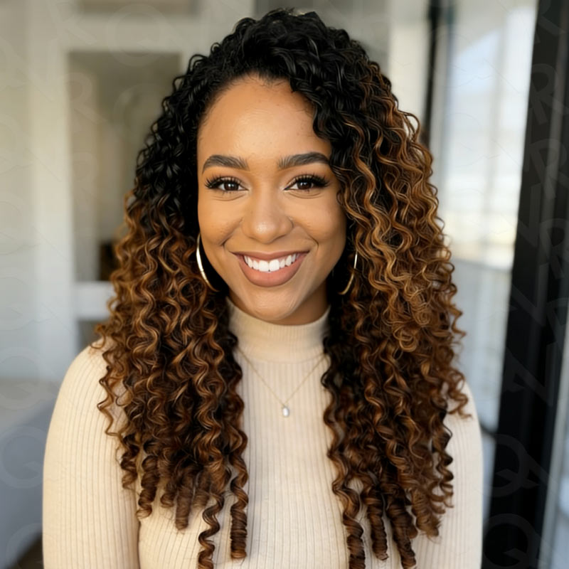 QVR #T1B/30 Feather Crochet Human Hair Burmese Curly Machine Made Crochet Weave Hair Extensions