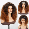 QVR Glueless Ombre Brown Twist Curly Half Wig 250% Density Human Hair Wig #T2/30 Wear Go Flip Over Wig