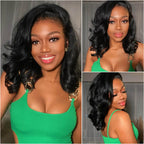 QVR Glueless Pre-cut 4x6 HD Lace Closure Human Hair Short Bob Wigs Body Wave Wear and Go Wigs