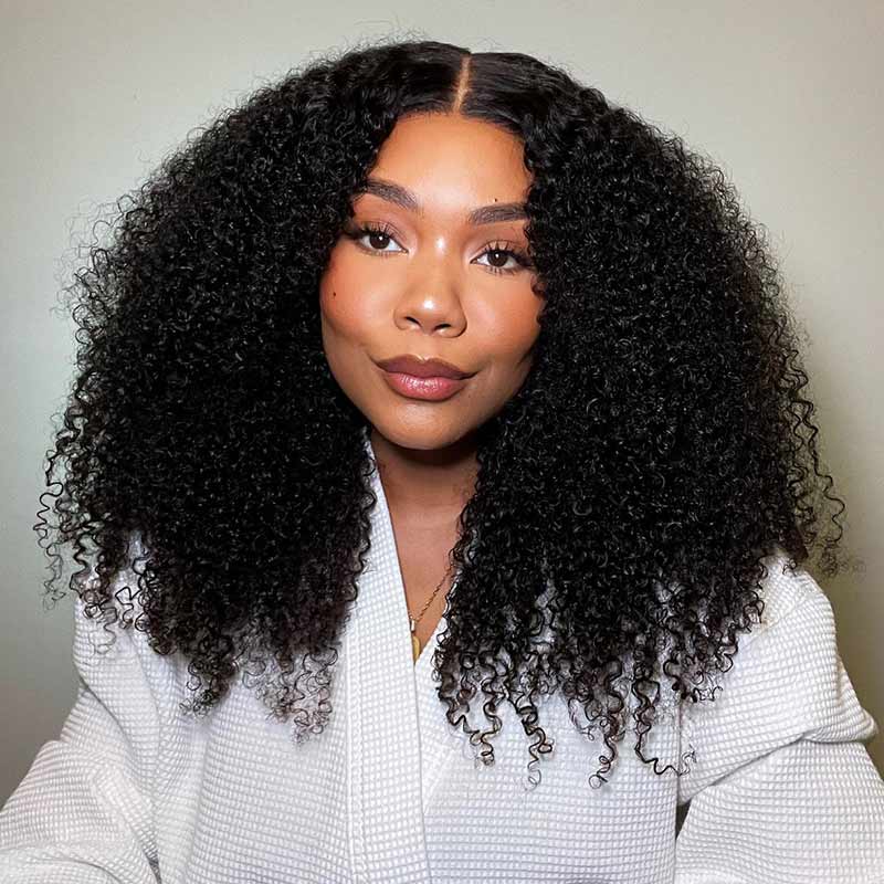 QVR Glueless Jerry Curly Pre-Bleached 7x5 Lace Wig with Pre-plucked Hairline