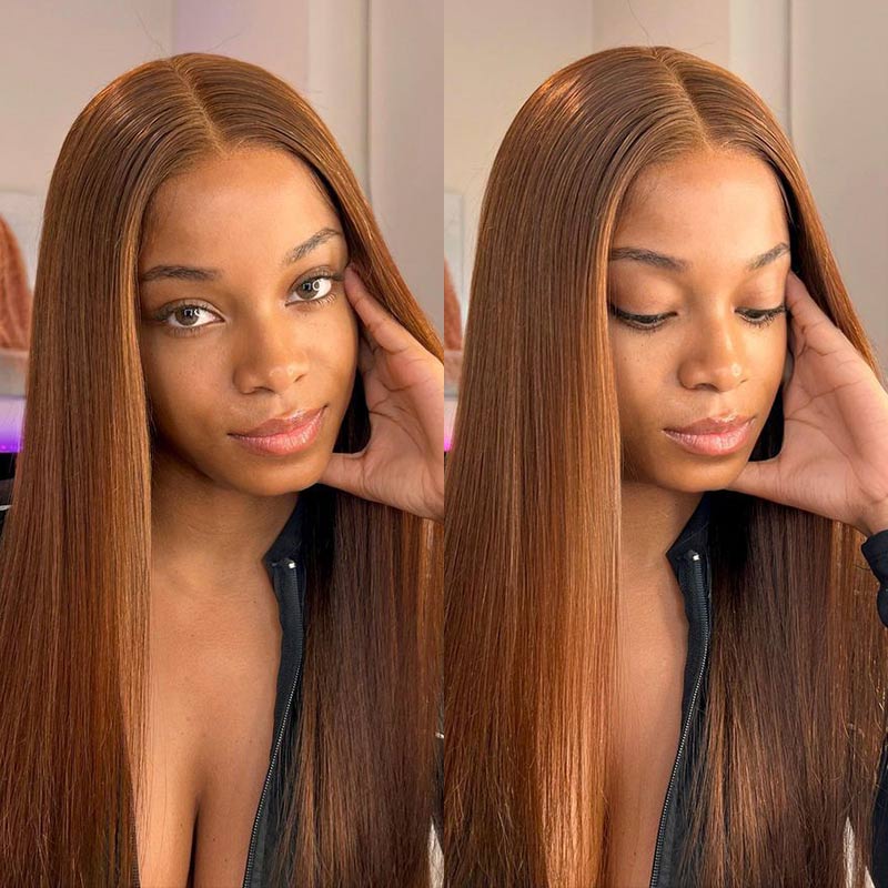 QVR Glueless Pre-cut 4x6 Lace Closure Human Hair Wigs Brown Color Body Wave Premium Wigs