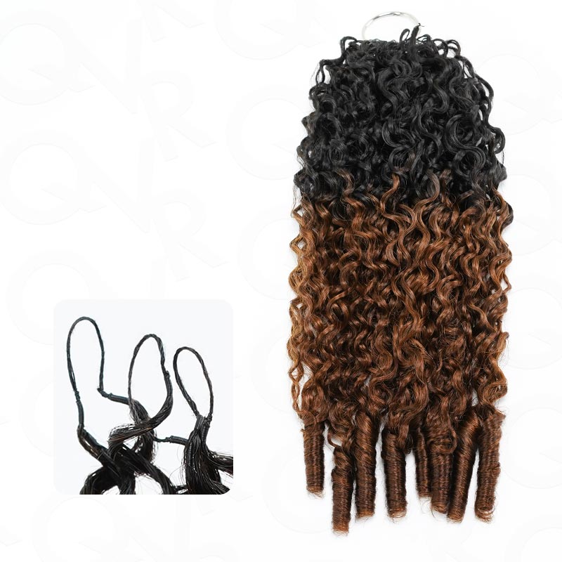 QVR #T1B/30 Feather Crochet Human Hair Burmese Curly Machine Made Crochet Weave Hair Extensions