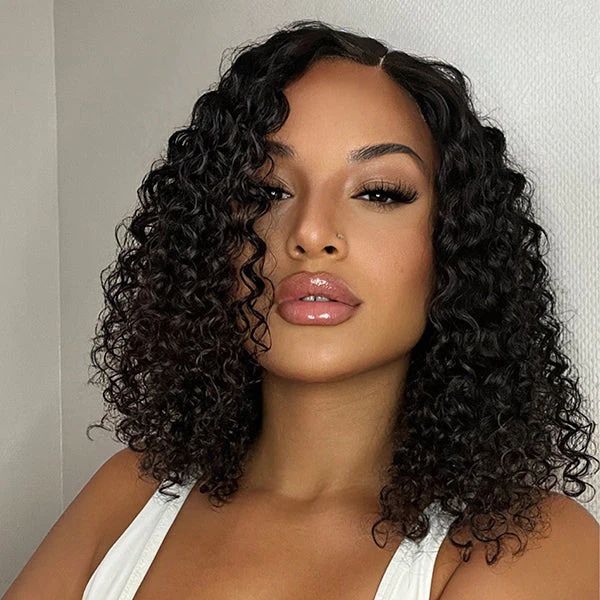 QVR Short Curly Bob Wigs 13x4 Lace Frontal Bob Wigs Human Hair Wigs