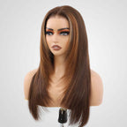 QVR Straight Layer Cut Highlight 4/27/30 Color Human Hair Lace Wigs