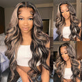 QVR Real Glueless Pre-cut 13x4/4x6 Lace Closure Wigs Balayage Highlights Colored Wig Body Wave/Straight Human Hair Wigs