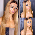 QVR Glueless Pre-cut Ombre Color 4x6 HD Lace Closure Wigs Straight/Body Wave Human Hair Wig