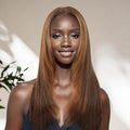 QVR Straight Layer Cut Highlight 4/27/30 Color Human Hair Lace Wigs