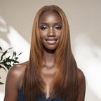 QVR Straight Layer Cut Highlight 4/27/30 Color Human Hair Lace Wigs