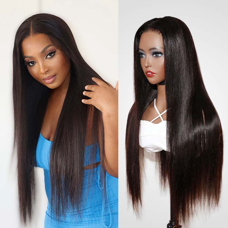 QVR Glueless Pre Cut 4x6 Lace Closure Straight Wig Human Hair HD Lace Wear & Go Wigs
