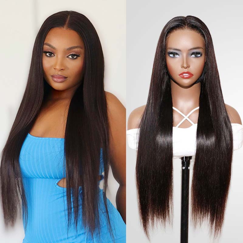 QVR Glueless Pre Cut 4x6 Lace Closure Straight Wig Human Hair HD Lace Wear & Go Wigs