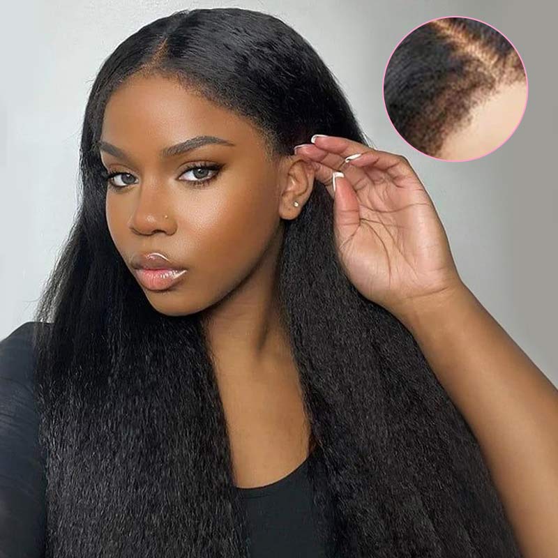 QVR Glueless Curly Edge Kinky Straight 13x4/13x6 Transparent Lace Front Human Hair Wigs