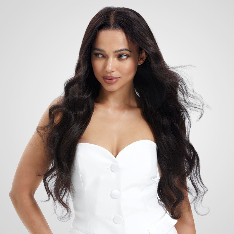 QVR 7x5 Glueless Lace Body Wave Wig With Pre Plucked Hairline 100% Human Hair