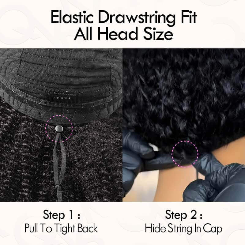 QVR Invisible Lace Edge Kinky Curly V Part Wigs Highlight #1B/27/613 No Leave Out Human Hair Wig
