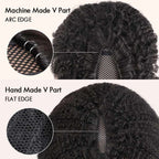 QVR Invisible Lace Edge Kinky Curly V Part Wigs Highlight #1B/27/613 No Leave Out Human Hair Wig