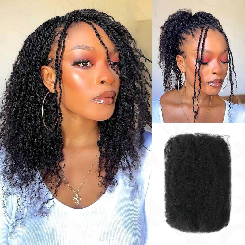 QVR Dark Orange Afro Kinky Bulk Hair Extensions For Braiding Dreadlock Human Hair