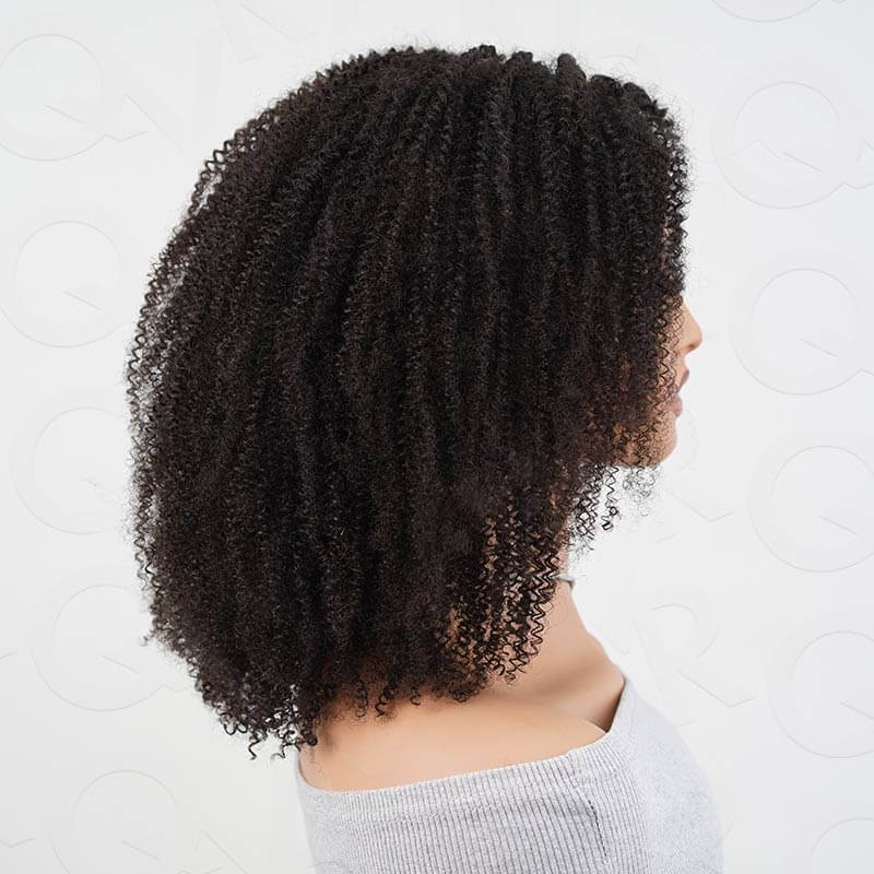 QVR Afro Kinky Curly V Part Wigs Human Hair Beginner Friendly No Leave Out