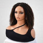 QVR Invisible Lace Edge Kinky Curly V Part Wigs Highlight #1B/30 No Leave Out Human Hair Wig