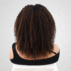 QVR Invisible Lace Edge Kinky Curly V Part Wigs Highlight #1B/33/30/613 No Leave Out Human Hair Wig