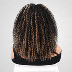 QVR Invisible Lace Edge Kinky Curly V Part Wigs Highlight #1B/33/30/613 No Leave Out Human Hair Wig