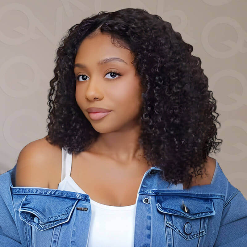 QVR Kinky Curly V Part Wigs Human Hair Beginner Friendly No Leave Out