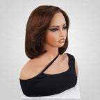 QVR Chic&Natural Layered Short Bob Wigs Brown Color Wear and Go Human Hair Wigs