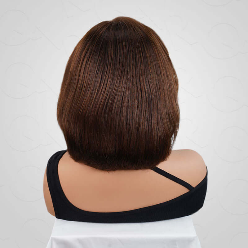 QVR Chic&Natural Layered Short Bob Wigs Brown Color Wear and Go Human Hair Wigs