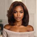 QVR Chic&Natural Layered Short Bob Wigs Brown Color Wear and Go Human Hair Wigs