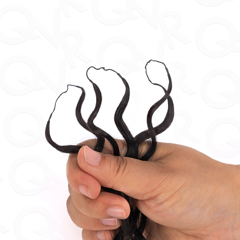 QVR Water Wave Crochet Hair Natural Black Machine Made Feather Human Hair Extension