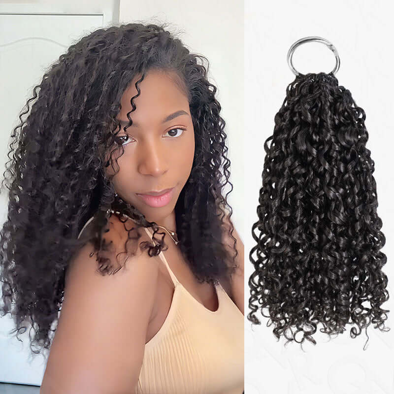 QVR Ramen Curl Crochet Hair Natural Black Machine Made Feather Crochet Human Hair Extension