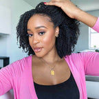 QVR Afro Kinky Curly V Part Wigs Human Hair Beginner Friendly No Leave Out