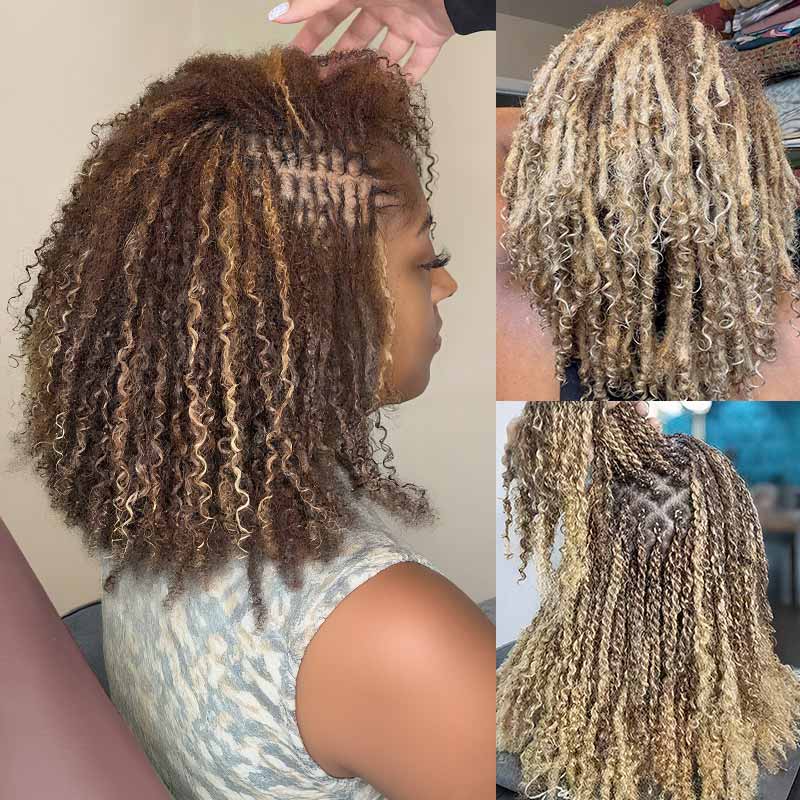 QVR 3 In 1 Afro Kinky Bulk Three Colors #32/16/613 Human Hair For Braiding Dreadlock Hair