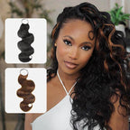QVR Highlight Brown Body Wave Feather Crochet Hair Machine Made Feather Human Hair Extension