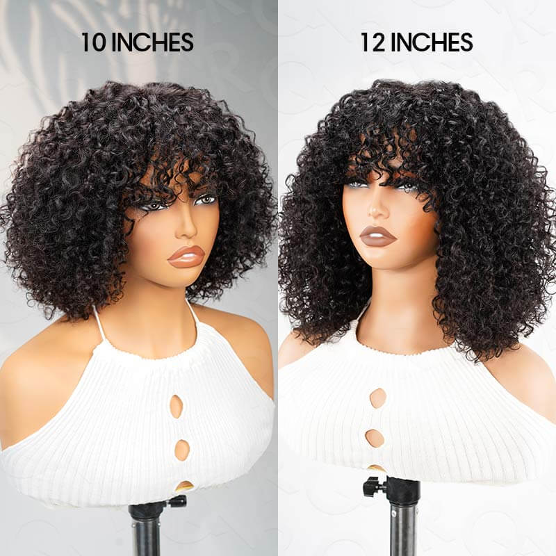QVR Water Wave Short Pixie Bob Cut Wigs With Bangs For Black Women