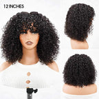 QVR Water Wave Short Pixie Bob Cut Wigs With Bangs For Black Women