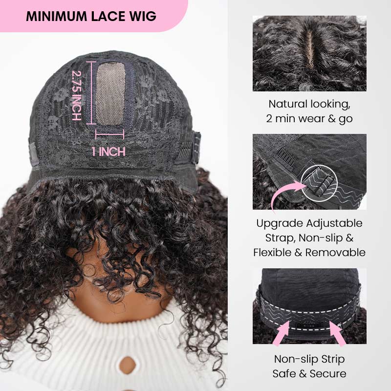 QVR Water Wave Short Pixie Bob Cut Wigs With Bangs For Black Women