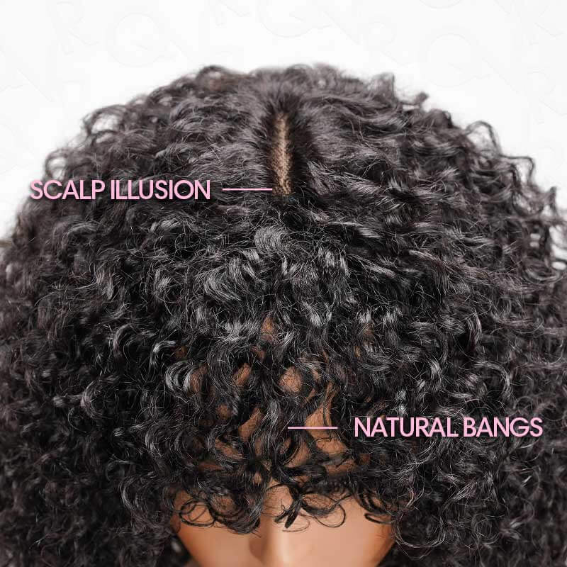 QVR Water Wave Short Pixie Bob Cut Wigs With Bangs For Black Women