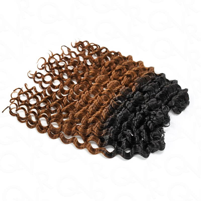 QVR Premium Chinese Hair Small Kinky Curly Virgin Human Crochet Hair Ombre #T1B/30 Machine Made Feather Crochet Hairstyles