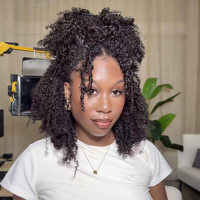 QVR Afro Kinky Curly Crochet Hair Machine Made Natural Black Feather Human Hair Extension