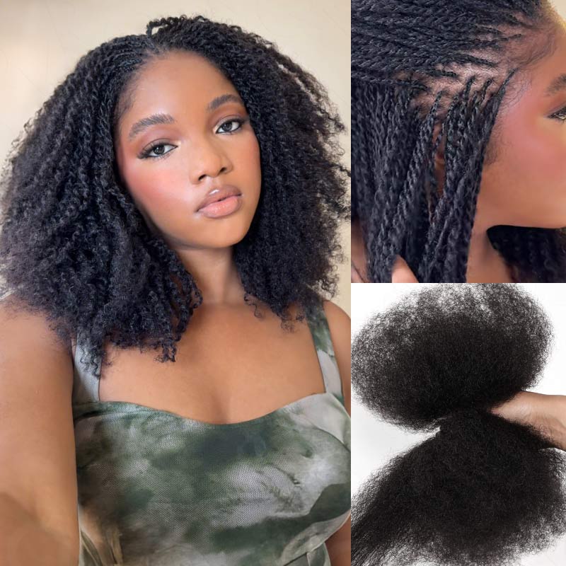 QVR Brazilian Remy Hair Afro kinky Bulk Human Hair For Braiding Dreadlock Hair