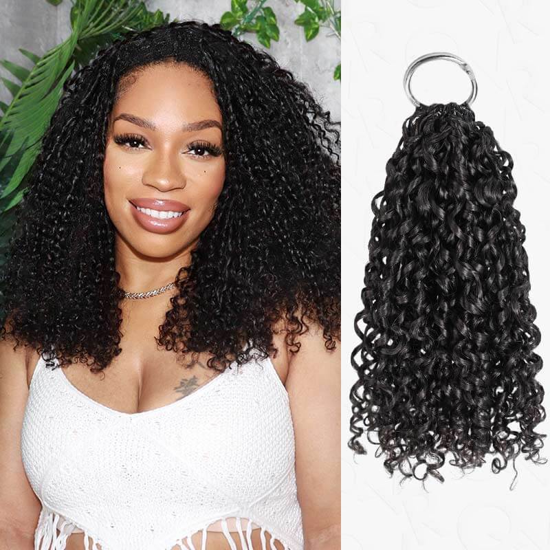 QVR Water Wave Crochet Hair Natural Black Machine Made Feather Human Hair Extension