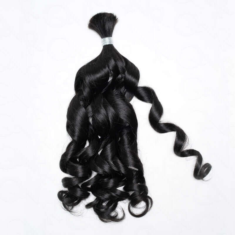 QVR French Curl Human Bulk Hair Extensions for Boho Knotless Braiding