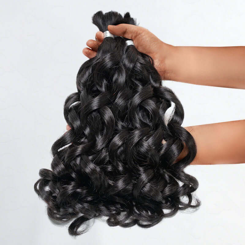 QVR French Curl Human Bulk Hair Extensions for Boho Knotless Braiding