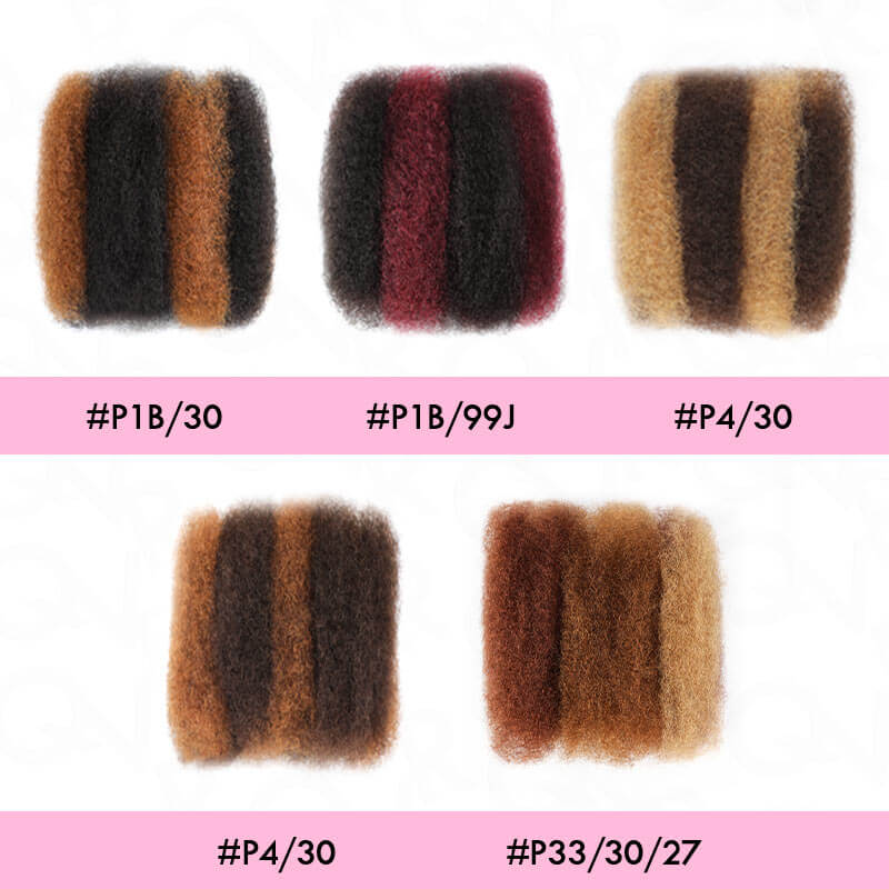 QVR Multi-Color Combo Afro Kinky Bulk Human Hair For Braiding Dreadlock