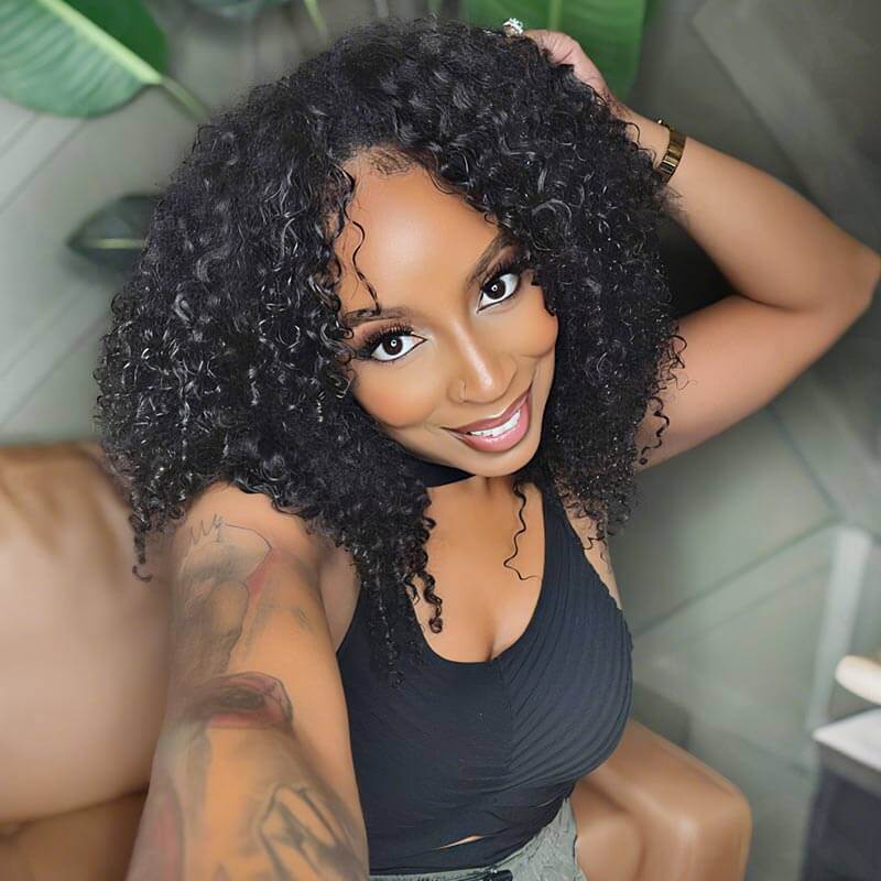 QVR Soft Feather Crochet Hair 3 Packs Small Kinky Curly Machine Made Human Hair Extension