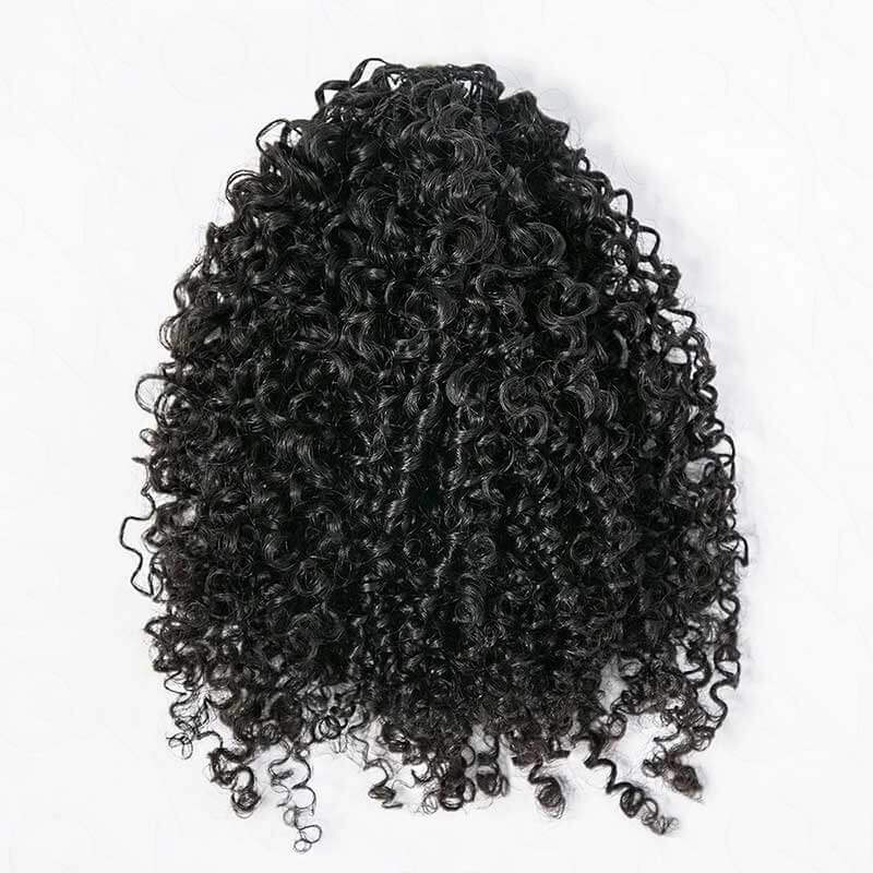 QVR Burmese Kinky Curly Crochet Hair Machine Made Natural Black Natural Curls Feather Human Hair Extension