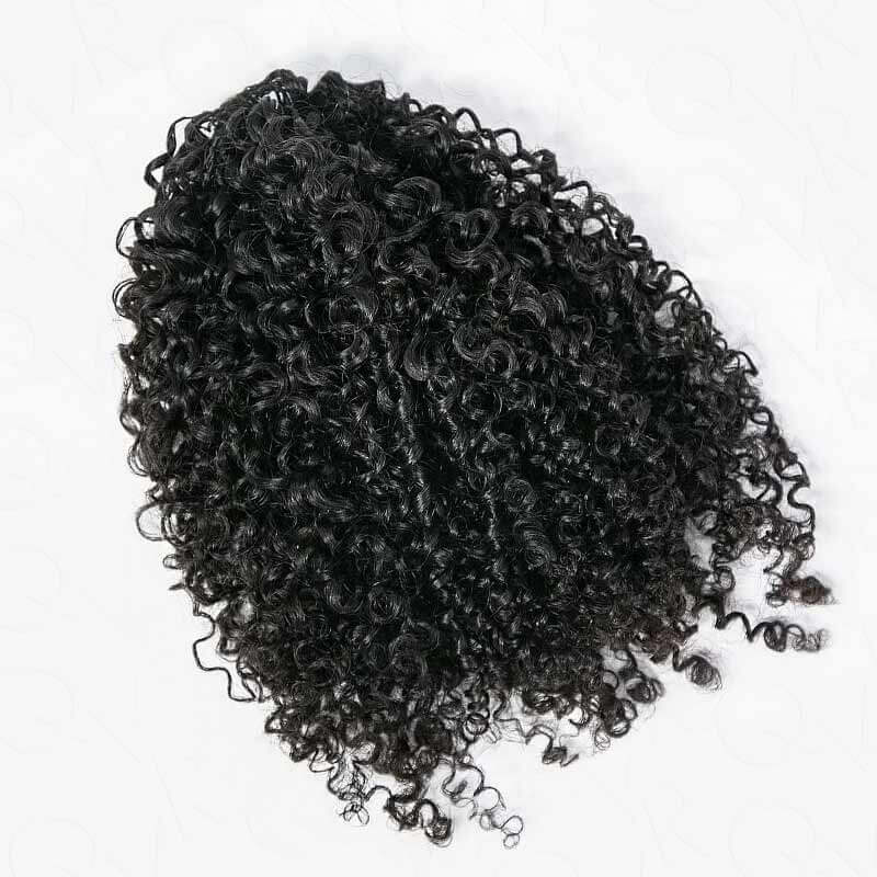 QVR Burmese Kinky Curly Crochet Hair Machine Made Natural Black Natural Curls Feather Human Hair Extension
