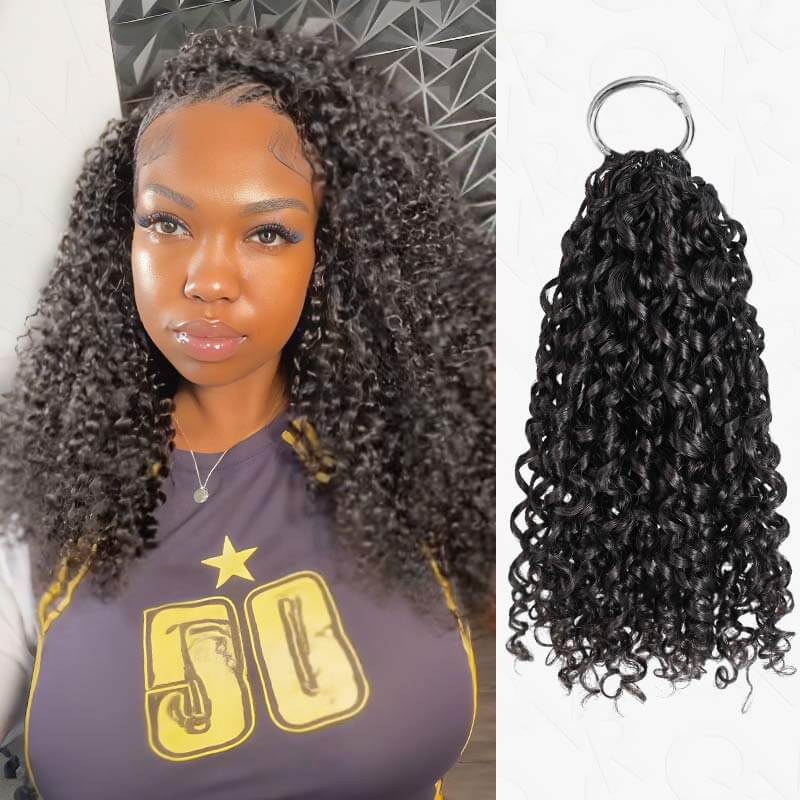 QVR Burmese Curly Crochet Hair Natural Black Machine Made Feather Crochet Human Hair Extension